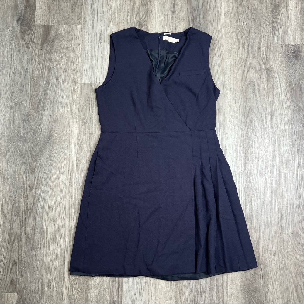 Tory Burch STRETCH SUITING DRESS 20156414 MED NAVY Blue Size 14 Wool Pockets Zip